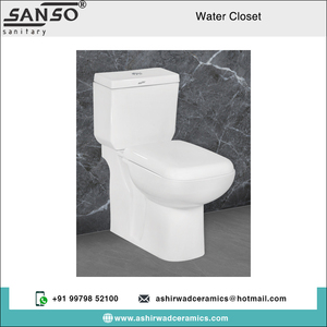 Inodoro de dos piezas de cerámica blanca de doble descarga para baño y baño hecho en India - Product Image 2