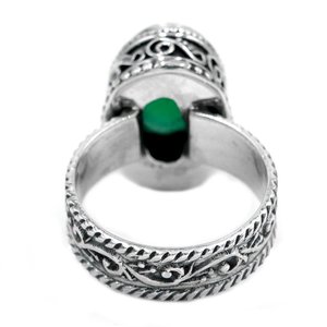 925 <b>Silver</b> Handmade Green Onyx <b>Ring</b> for Women Dainty <b>Boho</b> Statement Jewelry Natural Green Onyx R0022-GS - Product Image 1