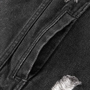 Factory Wholesale Charcoal Black Women Jean Jacket Distressed <b>Loose</b> Spring Autumn Street Style Jeans Jacket - Product Image 6