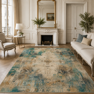Netline Home Noble Watercolour Muted Green Abstract <b>Washable</b> <b>Rug</b> - Product Image 6