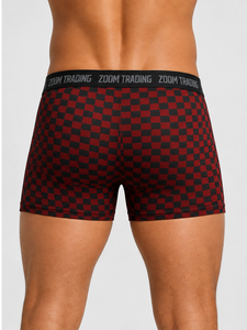 Zoom Trading Boxer pour homme à motif à carreaux rouge et noir, taille mi-haute, respirant, en maille - Product Image 2