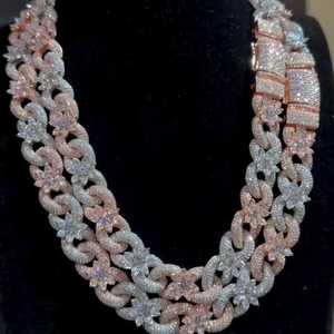 Infinity Flower Moissanite Diamond Cuban Chain 925 Sterling Silver Hip Hop Link Chain para hombres Party Wear Collar de regalo de cumpleaños - Product Image 1