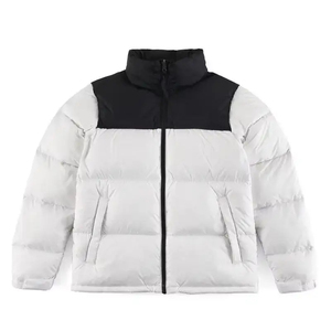 Custom Color Block <b>Winter</b> Puffer Jacket Men Light Blue And Black Stand Collar <b>Thick</b> Warm Bubble <b>Coat</b> OEM - Product Image 4