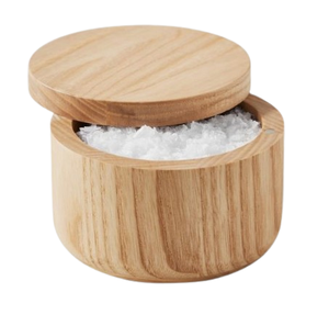 Encimera de utensilios de cocina Azucarero de madera de roble con tapa Tazón de sal y especias hecho a mano Venta caliente Juego de Azucareros redondos - Product Image 4