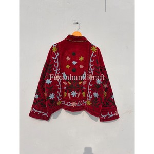 เสื้อแจ็คเก็ตกำมะหยี่สไตล์โบฮีเมียนหรูหรา พร้อมลายปักดอกไม้ ดีไซน์ถักมือ ผ้าฝ้ายเนื้อนุ่ม แห้งเร็ว - Product Image 6