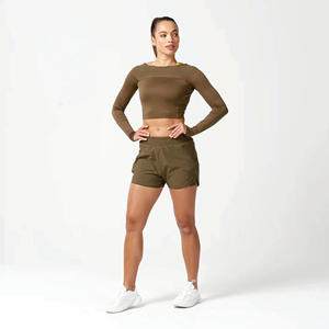 92% Polyester 8% Elasthanne Femmes Dark Olive Lab 360 Never Stop 2 en 1 Short avec doublure intérieure compressive - Product Image 1