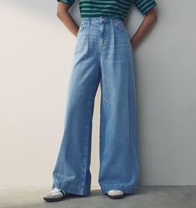 High Quality Women's Trendy Dark Wash High Rise Wide Leg Boyfriend Jeans <b>Y2K</b> Casual <b>Streetwear</b> with Mid Waist Medium Wash - Product Image 2