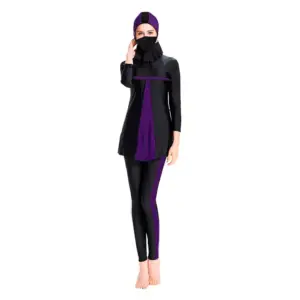 Patch Work Muslim Islamic Swimwear Beachwear For Women 2024 Plus Size Custom Cover Up Luxury Nylon Spandex Swimsuit Bikini