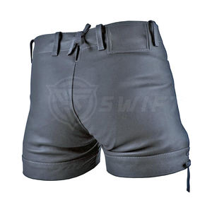 <b>Men's</b> Casual Mid Waist Solid Pattern <b>Leather</b> <b>Shorts</b> Breathable Plus Size Fashionable Streetwear - Product Image 3
