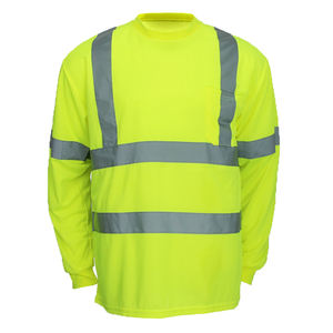 High Quality Hi Vis Work t <b>Shirts</b> <b>Men</b> Long Sleeve Safety <b>Shirt</b> with Reflective Tape - Product Image 2