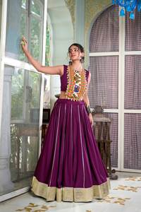 Último diseñador Pure Rayon Gamthi Kodi Work Lahenga Choli por FabZone - Product Image 4