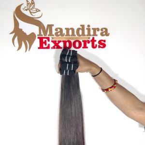 100% fabrication indienne temple brut pur jeune femme vierge naturel lisse faisceaux vendeur noir Extensions de cheveux humains - Product Image 2