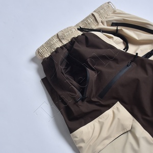 Pantalon cargo unisexe à blocs de couleur, taille à cordon, respirant, en polyester et coton, style streetwear pour adultes - Product Image 3