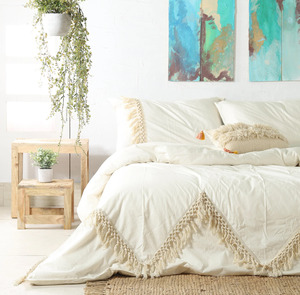 Ensemble de literie classique en pur coton 3 pièces Motif uni Housses de couette Deux taies d'oreiller 300 fils/cm² pour la maison Hôtel Mariage - Product Image 3