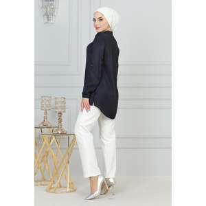 Tunique d'été décontractée en satin tissé avec un design patchwork, en viscose/polyester et détails élégants - Product Image 4