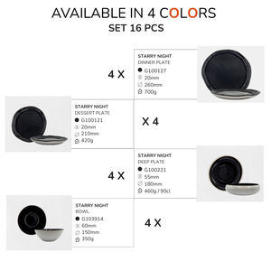 Ensemble professionnel élégant AQUA Sandy Beige 16 pièces 4 couleurs réactives en grès de Bali allant au lave-vaisselle et au micro-ondes pour mariage - Product Image 4