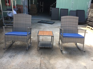 Direct Factory Vietnam Modern Comfortable Rattan Steel Waterproof One Seat Rocking <b>Chair</b> Set Tempered Glass Table Outdoor Hotel - Product Image 4