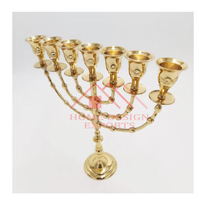 Dernier plat traditionnel poli Menorah Menorah Candélabre bougeoir religieux - Product Image 1