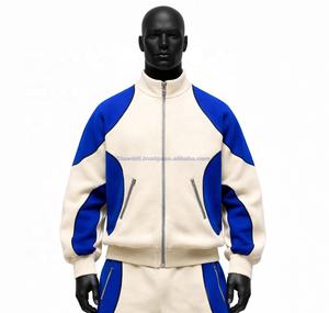 Ensemble de survêtement d'hiver respirant personnalisé pour homme, en polyester/coton tricoté 300g, avec veste coupe-vent à capuche et pantalon de jogging - Product Image 2