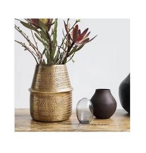 Superior Quality Gold Metal <b>Hammered</b> Flower Vase Luxurious Home Tabletop Decorative Floral Arrangement <b>Holder</b> for Wedding - Product Image 1