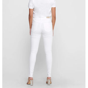 Jeans droits pour femmes OEM, écologiques, personnalisés, taille mi-haute, décontractés, en denim blanc - Product Image 3