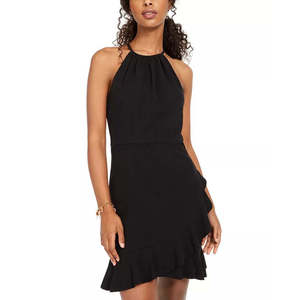 Abito Nero Fit & Flare da Bambina Teeze Me, Scollo all'Americana, Vita Naturale, Traspirante, Stile Gotico, Corto Formale con Motivo Tinta Unita, Taglia 0 - Product Image 1