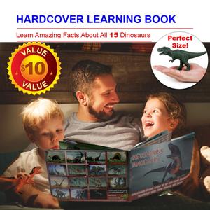Set di 15 Figure di Dinosauri e Libro, Giocattoli Educativi in Plastica PVC per Bambini, Decorazione a Tema Animale - Product Image 2