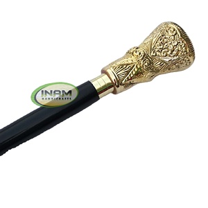 Bastón de madera de alta calidad con mango dorado, bastón para caminar de madera con perilla de latón - Product Image 1