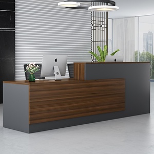 Mostrador de Recepción Moderno Curvo de Mármol Gris, Superficie Sólida, Mostrador Frontal Minimalista para Salón de Belleza, Oficina y Clínica Dental - Product Image 4