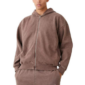 เสื้อฮู้ดซิปสำหรับผู้ชายเสื้อฮู้ดผ้าฝ้าย100% วินเทจปักลาย3D สำหรับผู้ชายซักกรดเฮฟวี่เวทตามสั่ง - Product Image 1