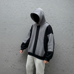 เสื้อฮู้ดผู้หญิงสไตล์สตรีทแวร์ผ้าฝ้าย 100% แบบ OEM/ODM ผลิตตามสั่ง ตัดเย็บแผ่นผ้าต่างสี ตัดต่อสี พร้อมสกรีนโลโก้ตามแบบ ฮิปฮอป - Product Image 5