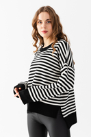 Nouveau tricot personnalisé à la mode à dos long pull-over col rond élastique chaud style rayé haute qualité pull d'hiver services OEM