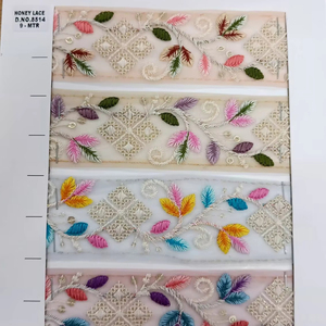 Encaje bordado de flores coloridas de primera calidad para vestidos africanos, blusas y ropa formal - Product Image 1