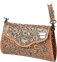 Embrayage usiné à la main en cuir véritable Western femmes sac à main sac à main en cuir pochette pochette sac à main