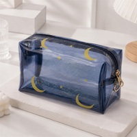 Sac de maquillage en PVC de couleur personnalisée OEM avec fermeture éclair lisse, logo imprimé personnalisé, pochette à fermeture éclair en PVC pour emballage cosmétique de voyage