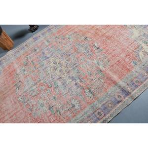 Tapis Oriental Rouge Beige Laine 5.6X9.2 pieds Vintage Turc Design Patchwork Plat Tissage Technique Salon Décor Couloir Latex - Product Image 5