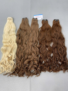 ผมต่อจากเส้นผมมนุษย์เส้นใยธรรมชาติสีน้ำตาลและสีบลอนด์ - Product Image 6