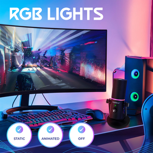 Micrófono USB SoundBeast Firebird con control de volumen, modo de reducción de ruido, iluminación RGB, conector para auriculares para juegos - Product Image 6