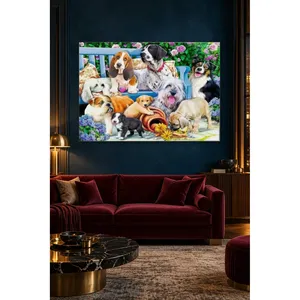 Impression sur toile « Fida Puppies Party on the Blue Bench » - Product Image 4