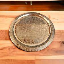 Bandejas de servicio de metal chapado en oro de latón de lujo diseño personalizado vajilla hecha a mano al por mayor restaurante comida desayuno bandeja de servicio - Product Image 2