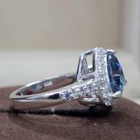 Blauer Trillion-Schliff Original Moissanit Edelstein 925 Sterling Silber Feiner Schmuck Eternity Vergoldeter Großhandel Statement-Ring