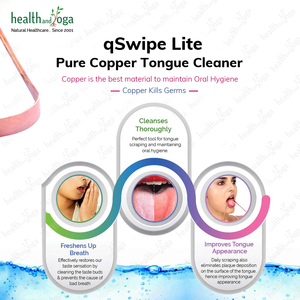 Limpiador de lengua de cobre puro HealthAndYoga qSwipe Lite con Mango antideslizante herramienta de higiene bucal ecológica de proveedor indio - Product Image 3