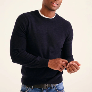 Pulls d'hiver OEM à coupe étroite pour hommes Conception personnalisée Mélange de laine du Bangladesh Poignets côtelés de grande taille Style tricoté de calibre moyen - Product Image 4