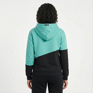 เสื้อฮู้ดผู้หญิงสั่งทำขายส่ง ดีไซน์ทันสมัย สีสันตัดกัน แฟชั่นสตรีทแวร์ ทรงหลวม ไหล่ตก อุ่นสบายสำหรับฤดูหนาว - Product Image 3