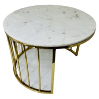 Ensemble de tables basses gigognes européennes modernes, deux compartiments, structure métallique de haute qualité (acier inoxydable, marbre), mobilier de maison doré