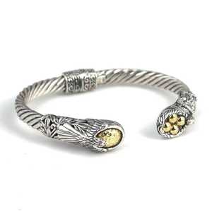 Pulsera de tenis de plata de ley 925 con ribete de oro de 18 quilates, chapado en rodio y diseño de alas con detalles de diamantes - Product Image 1