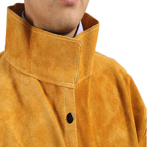 Ensemble veste et pantalon de soudeur en cuir de vachette jaune, classe 2, imperméable, résistant à la chaleur, vêtements de travail de protection - Product Image 6