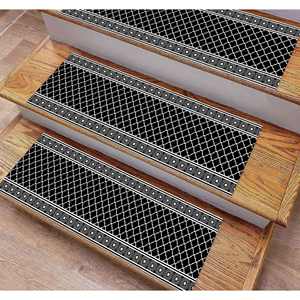 Alfombra Negra, Alfombra Blanca, Alfombra con Diseño Kilim, Alfombra Estampada, Alfombra de Pasillo - Product Image 1