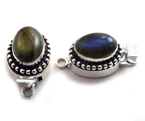 กล่องอัญมณี26X15X10MM ลาบราดอไรต์ชุบเงินโบราณ ClaspB693ตะขอเครื่องประดับทรงรีแบบ2เกลียว3เส้น - Product Image 3