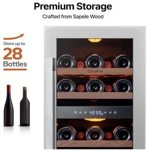 Refrigerador para vinos Ca'Lefort de 15 pulgadas, refrigerador para 28 botellas de vino, 40-65 ° Refrigerador para Vinos con Puerta de Vidrio - Product Image 2